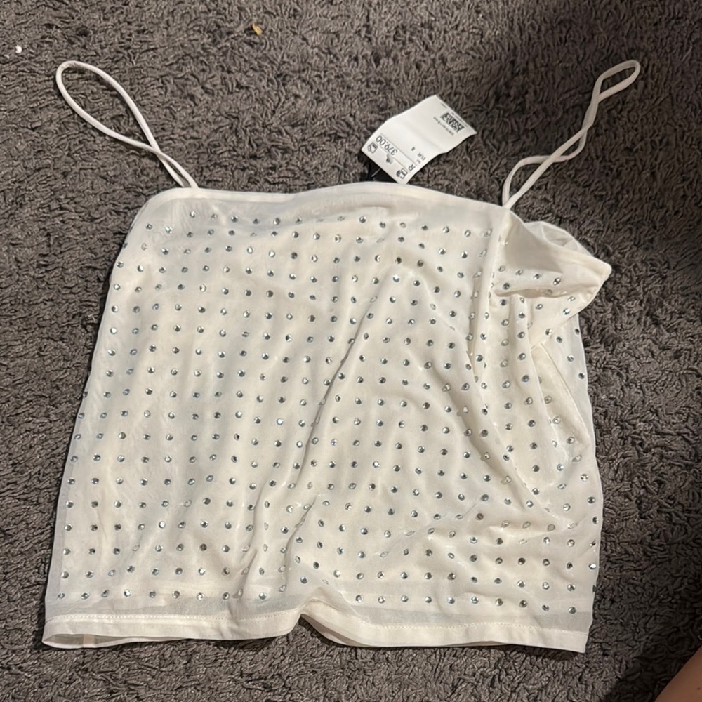 H&M Cream Sleeveless Crop Camisole with Spaghetti Straps